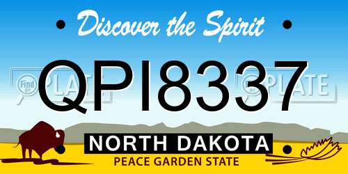 QPI8337 North Dakota License Plate