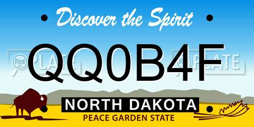 QQ0B4F North Dakota License Plate