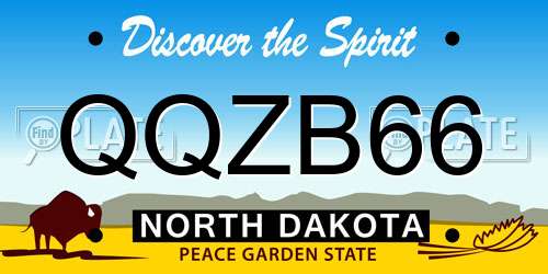 QQZB66 North Dakota License Plate