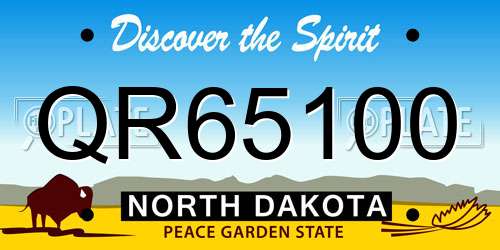 QR65100 North Dakota License Plate