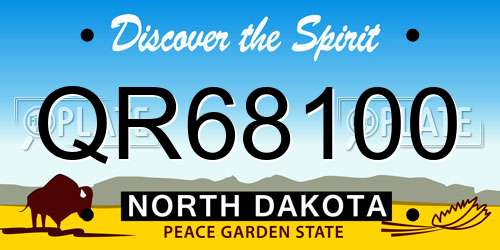 QR68100 North Dakota License Plate