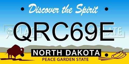 QRC69E North Dakota License Plate