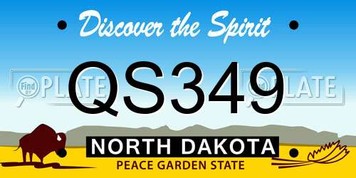 QS349 North Dakota License Plate