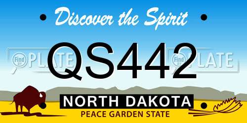 QS442 North Dakota License Plate