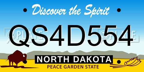 QS4D554 North Dakota License Plate