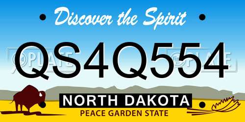 QS4Q554 North Dakota License Plate