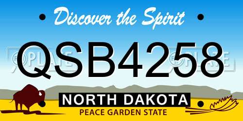 QSB4258 North Dakota License Plate