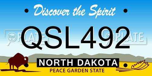QSL492 North Dakota License Plate
