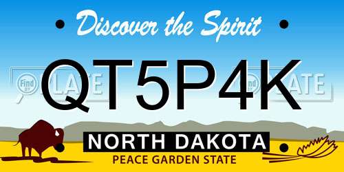 QT5P4K North Dakota License Plate