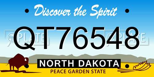 QT76548 North Dakota License Plate