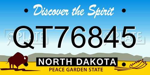 QT76845 North Dakota License Plate