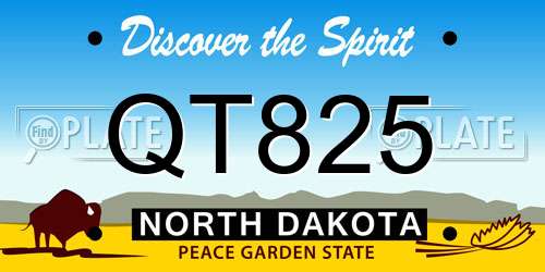 QT825 North Dakota License Plate