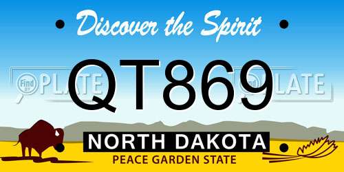 QT869 North Dakota License Plate