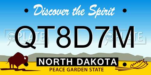 QT8D7M North Dakota License Plate