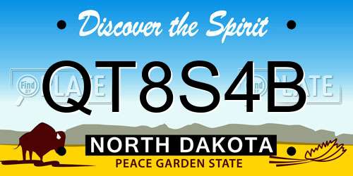 QT8S4B North Dakota License Plate