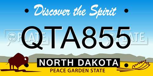 QTA855 North Dakota License Plate