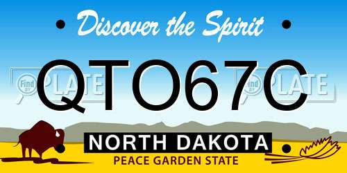 QTO67C North Dakota License Plate