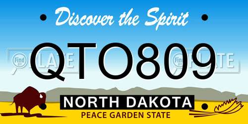 QTO809 North Dakota License Plate