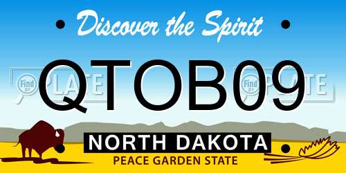 QTOB09 North Dakota License Plate