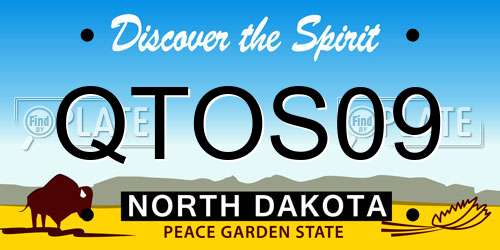 QTOS09 North Dakota License Plate