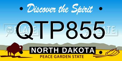 QTP855 North Dakota License Plate