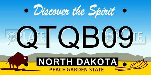 QTQB09 North Dakota License Plate