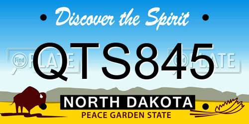 QTS845 North Dakota License Plate