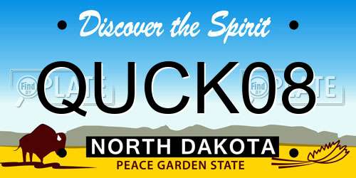 QUCK08 North Dakota License Plate