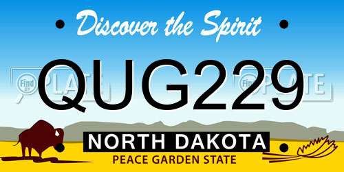 QUG229 North Dakota License Plate