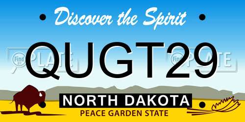 QUGT29 North Dakota License Plate