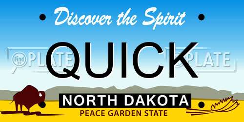 QUICK North Dakota License Plate