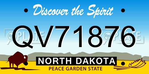 QV71876 North Dakota License Plate