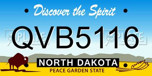 QVB5116 North Dakota License Plate