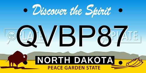 QVBP87 North Dakota License Plate