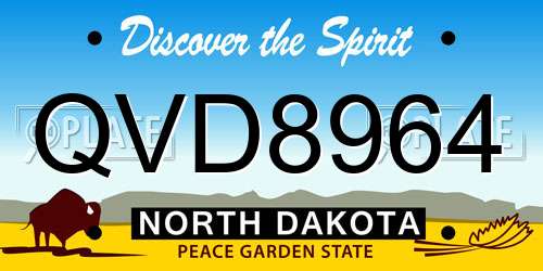 QVD8964 North Dakota License Plate