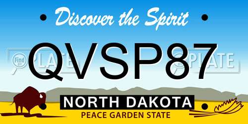 QVSP87 North Dakota License Plate