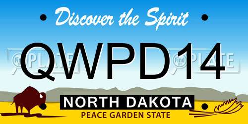 QWPD14 North Dakota License Plate
