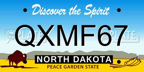 QXMF67 North Dakota License Plate