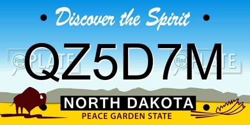 QZ5D7M North Dakota License Plate