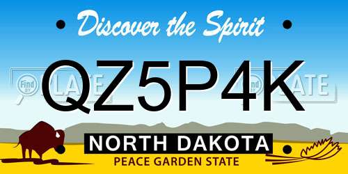 QZ5P4K North Dakota License Plate