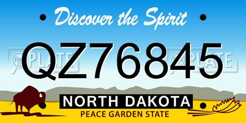 QZ76845 North Dakota License Plate