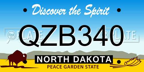 QZB340 North Dakota License Plate