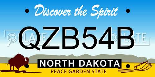 QZB54B North Dakota License Plate
