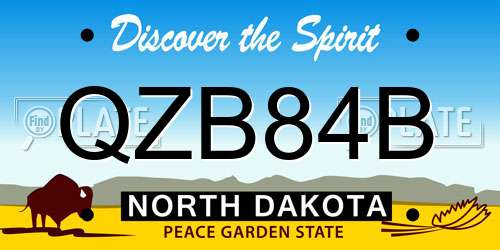 QZB84B North Dakota License Plate