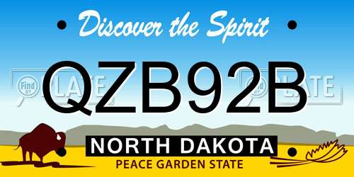 QZB92B North Dakota License Plate