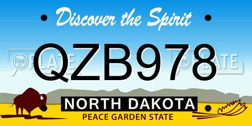 QZB978 North Dakota License Plate
