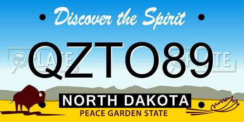 QZTO89 North Dakota License Plate