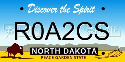 R0A2CS North Dakota License Plate