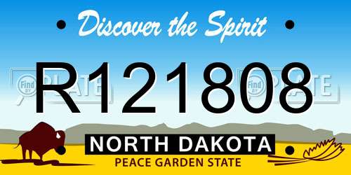 R121808 North Dakota License Plate