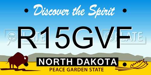 R15GVF North Dakota License Plate
